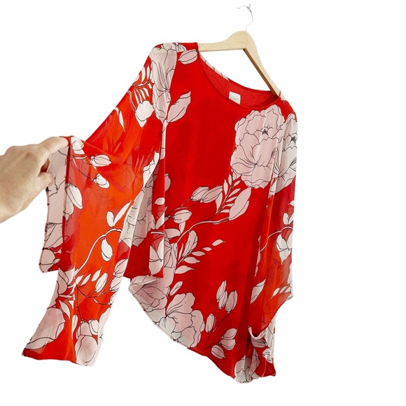 Chico’s Multicolor Floral Contemporary Asymmetrical Bold & Breezy Tunic, 0P=S/4P - Picture 6 of 16